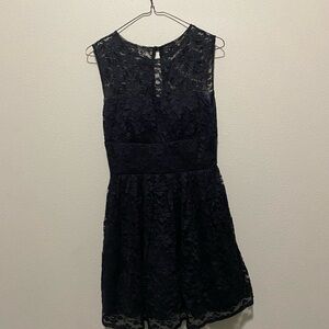 B Darlin Black Floral Lace Mini Dress